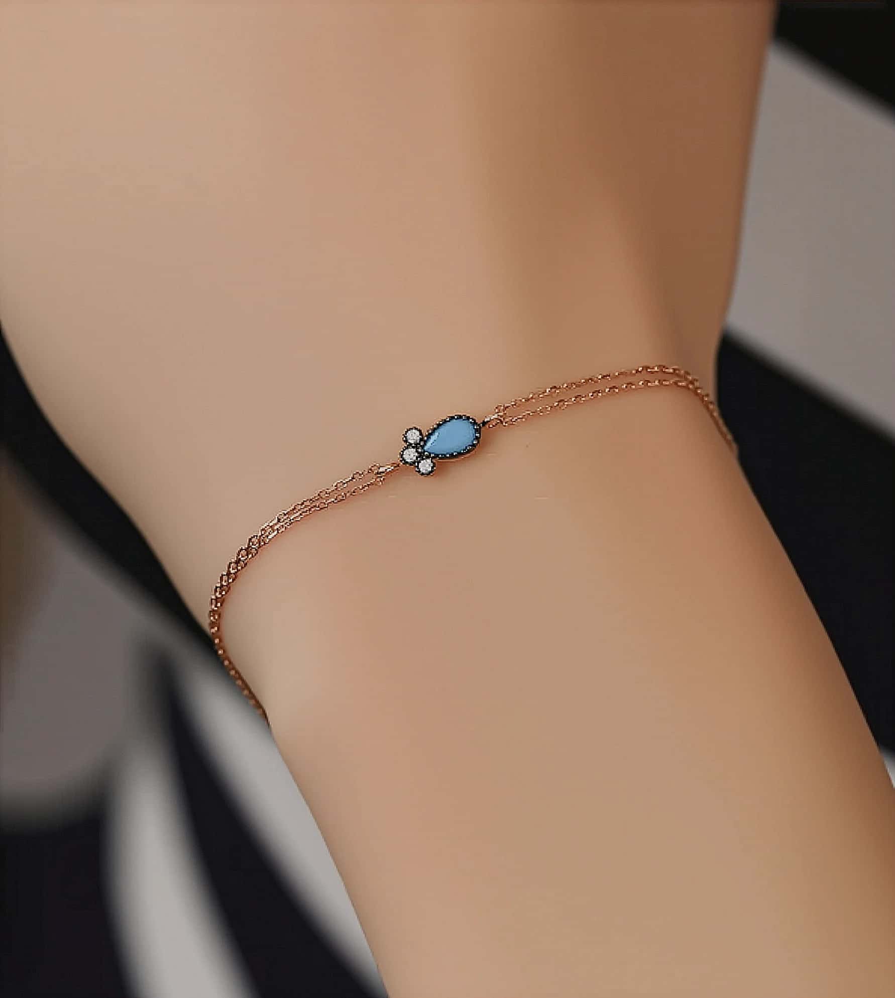 Firuze Taşlı Rose Bileklik görseli 1