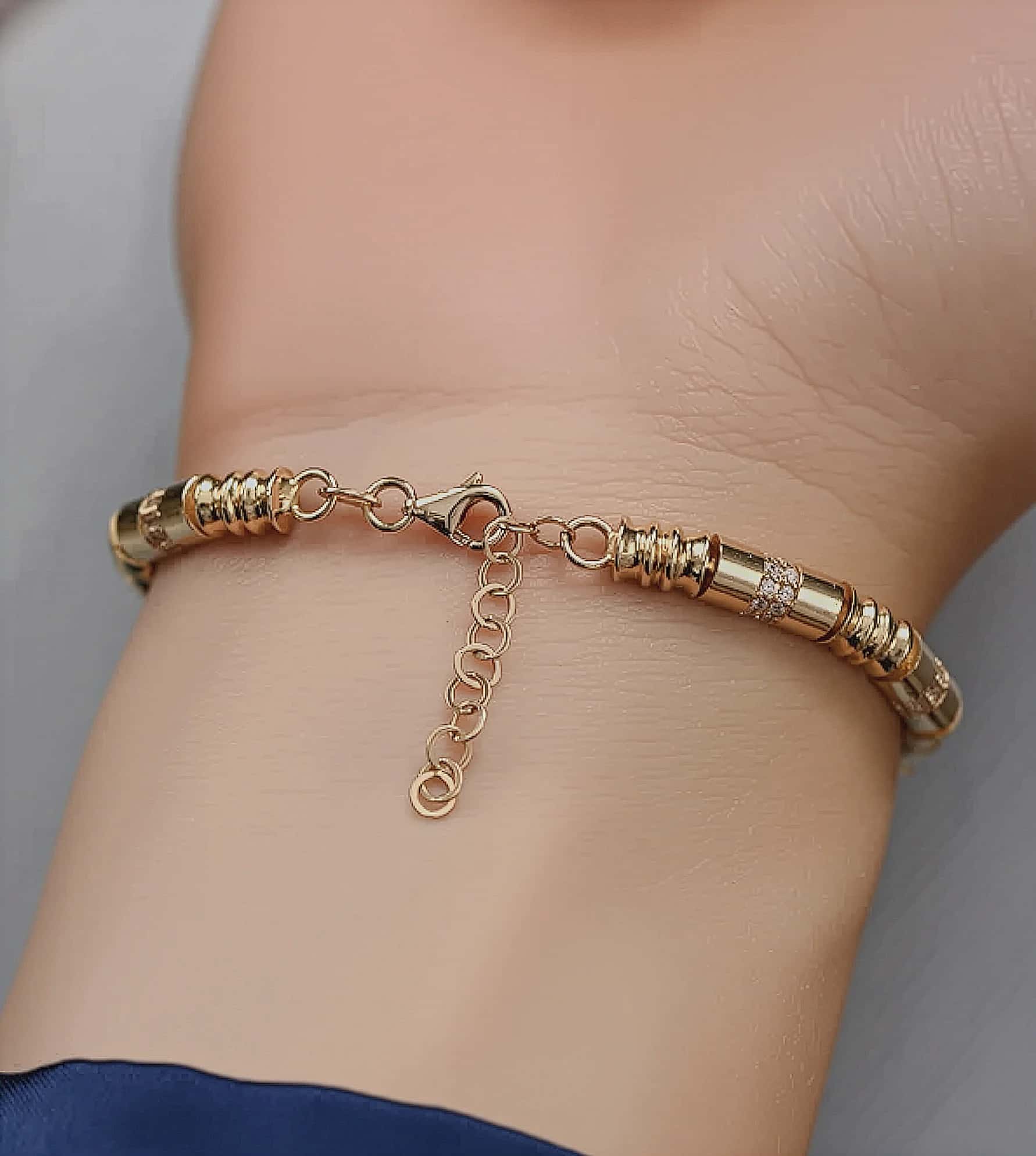 Taşlı Silindir Tasarım Bileklik görseli 2