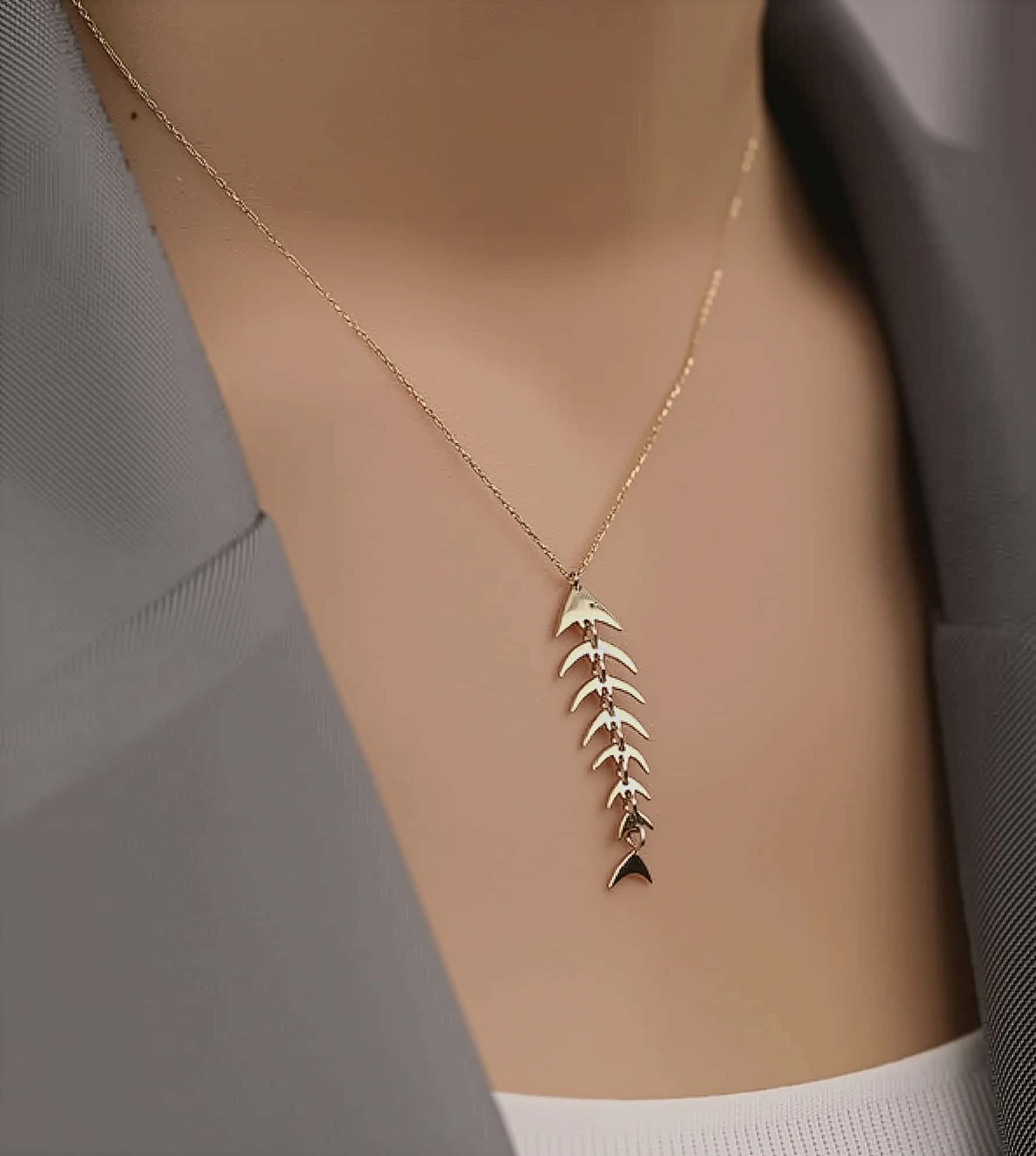 Balık Kılçığı Kolye görseli 2
