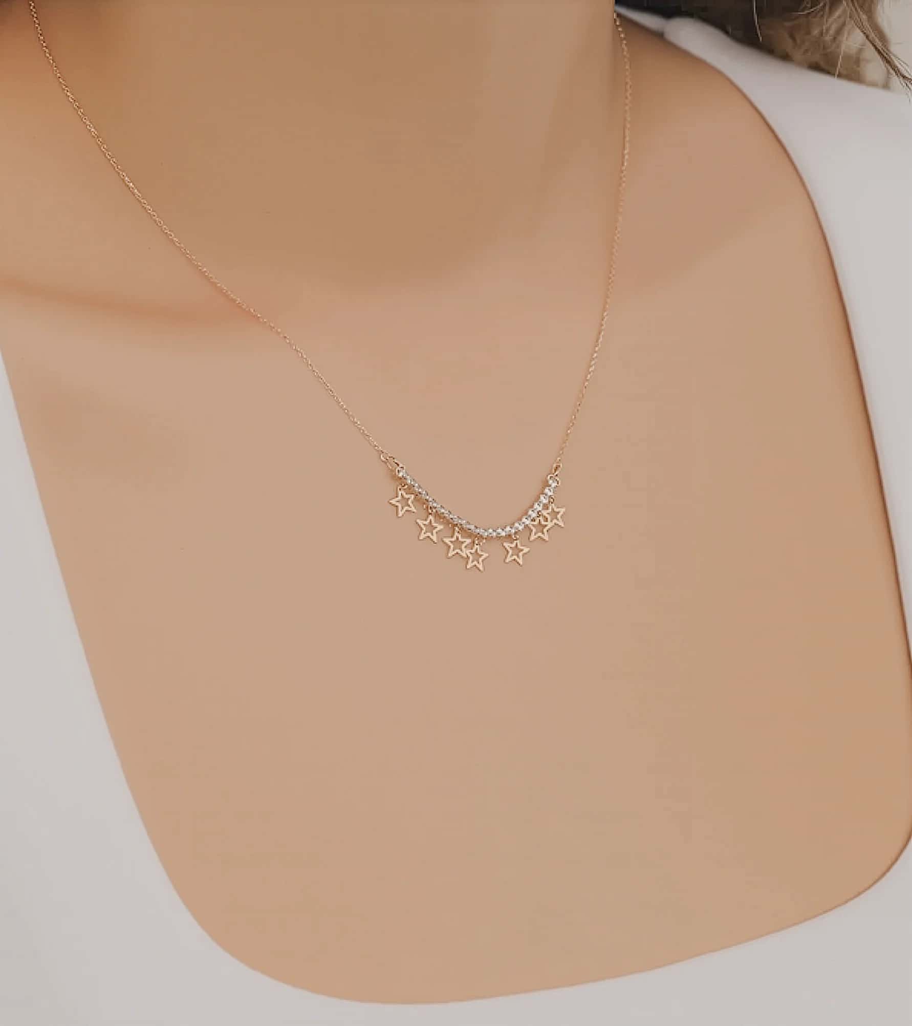 Taş Sıralı Yıldız Kolye görseli 3