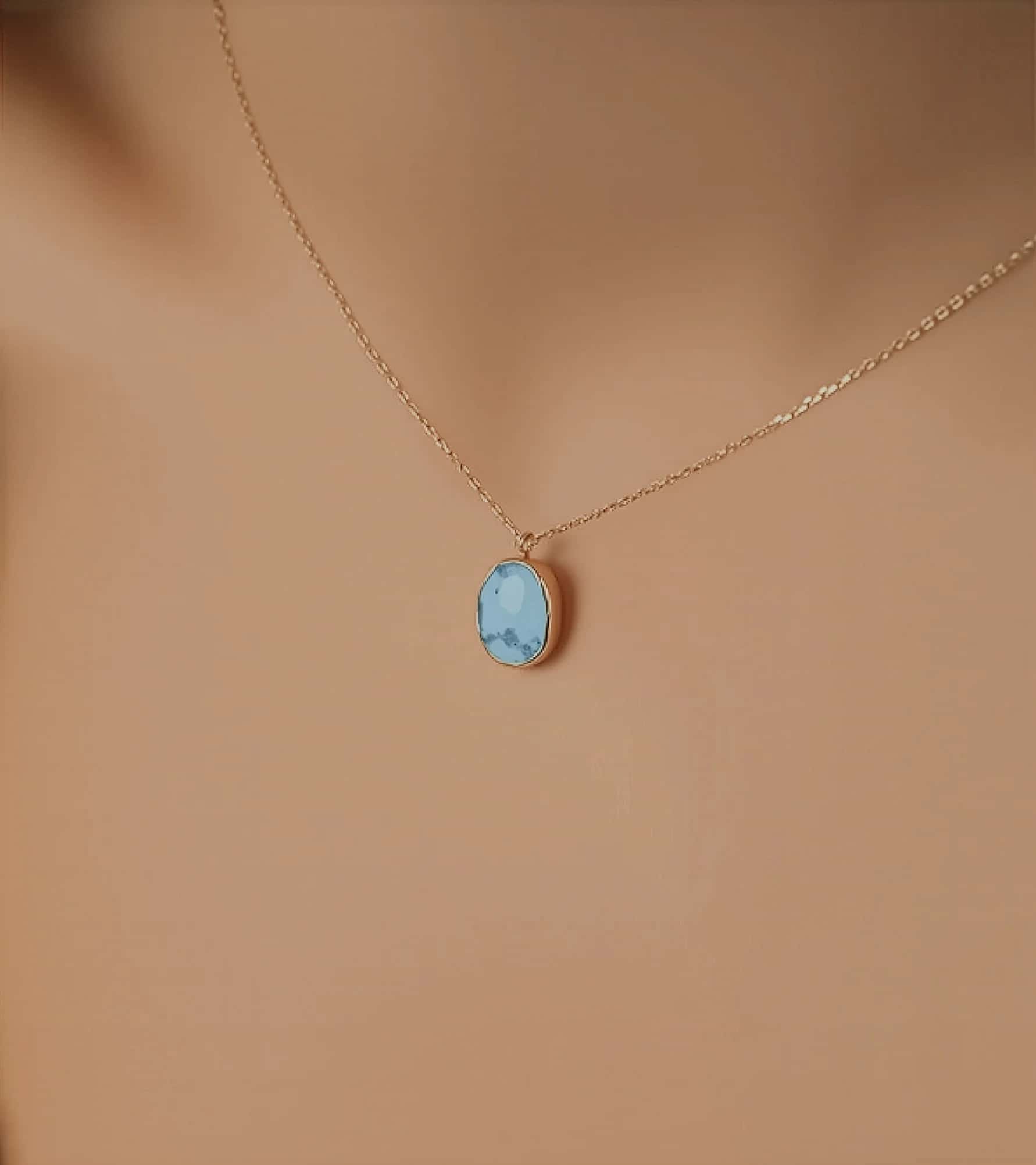 Oval Firuze Kolye görseli 3