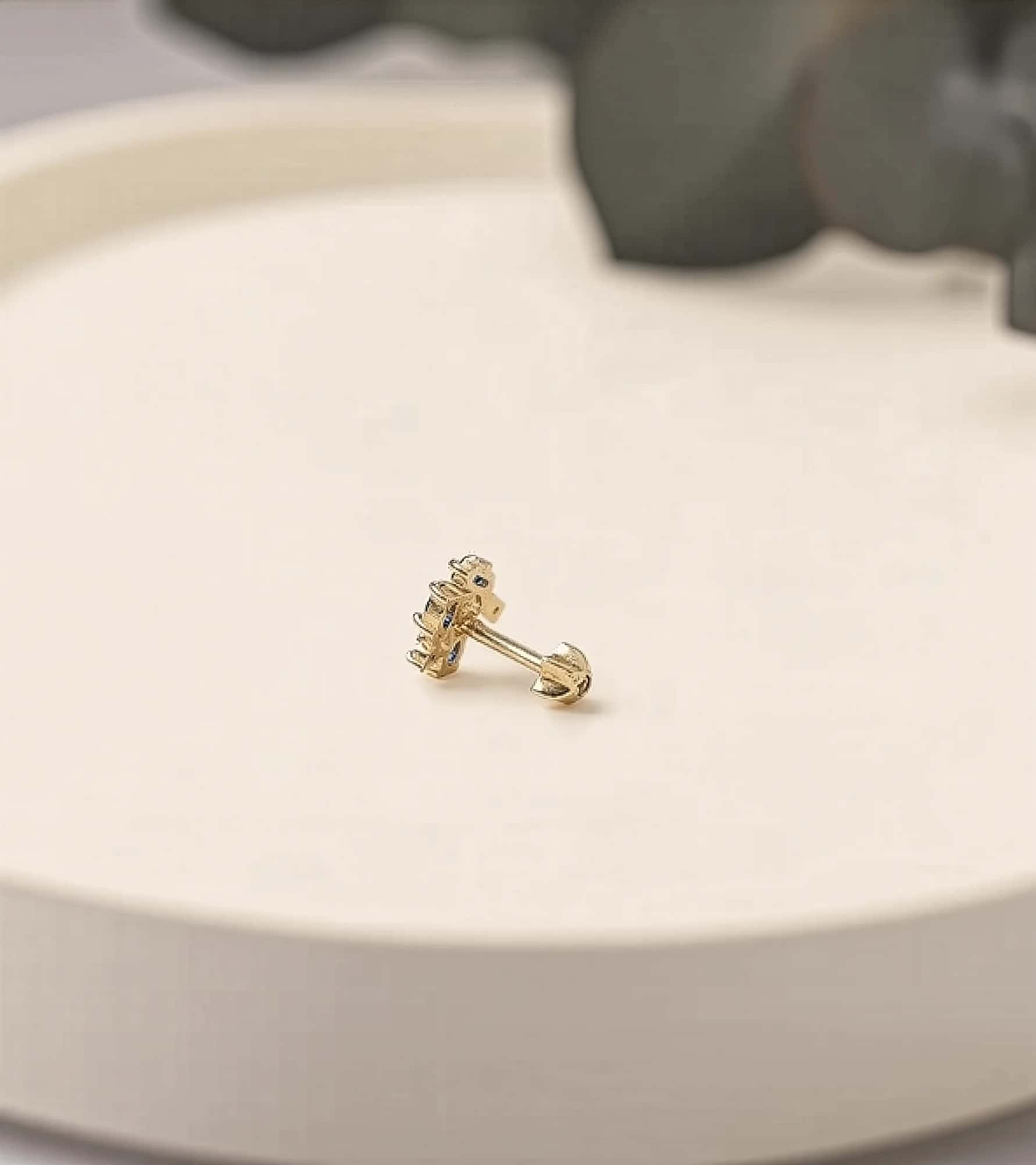 Lacivert Bagetli Piercing (Tragus) görseli 4