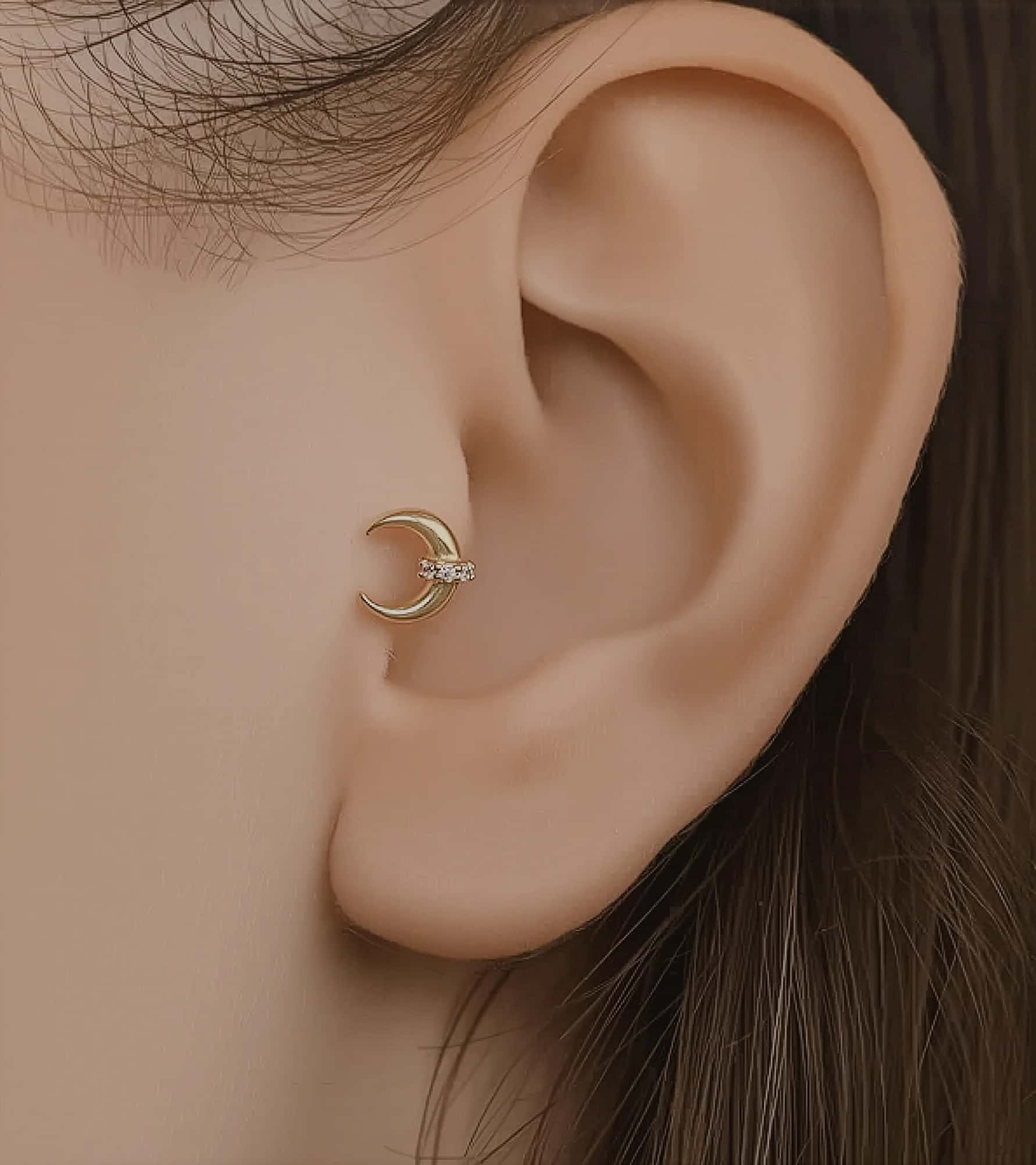 Taşlı Hilal Piercing (Tragus) görseli 1