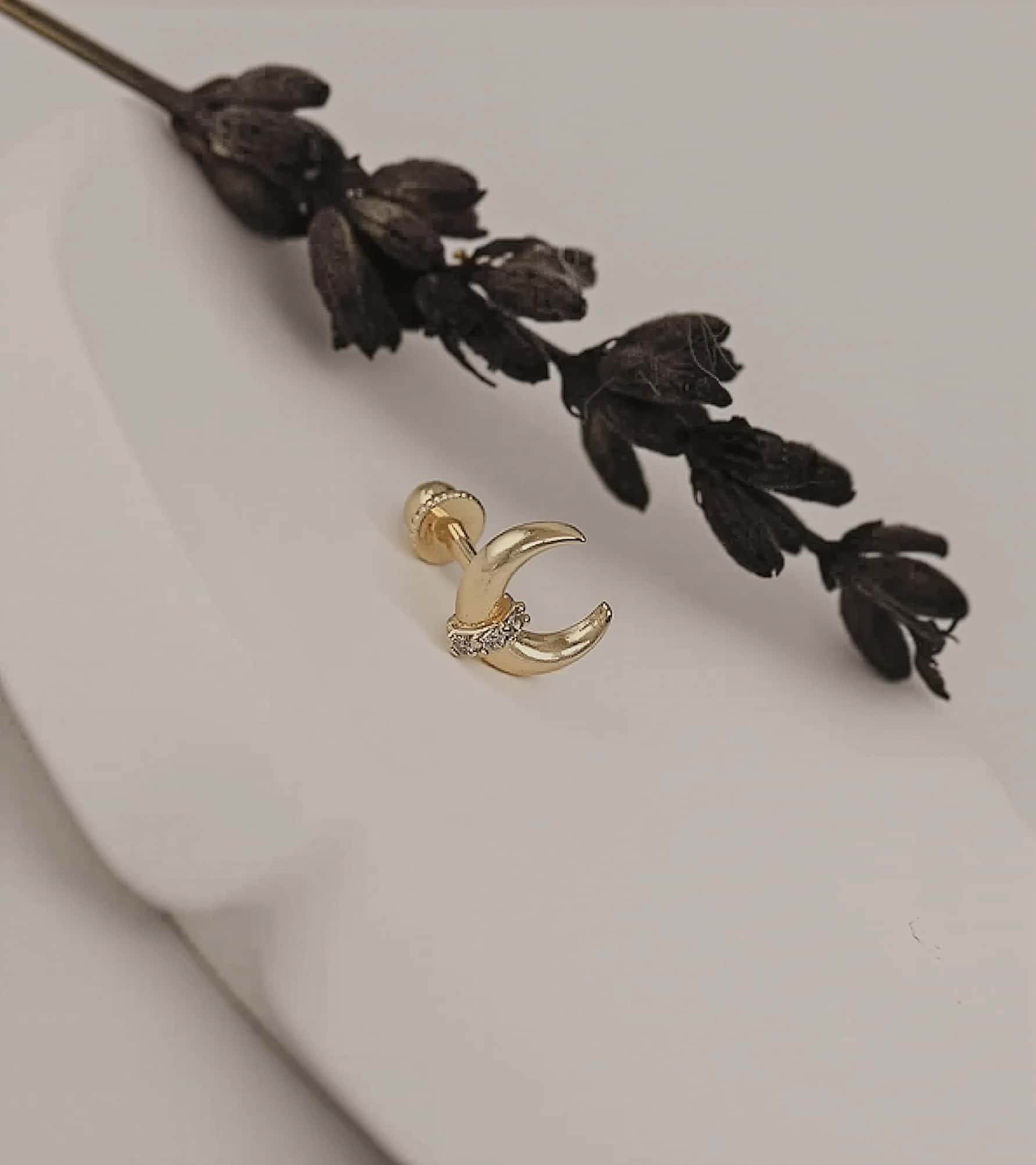 Taşlı Hilal Piercing (Tragus) görseli 2