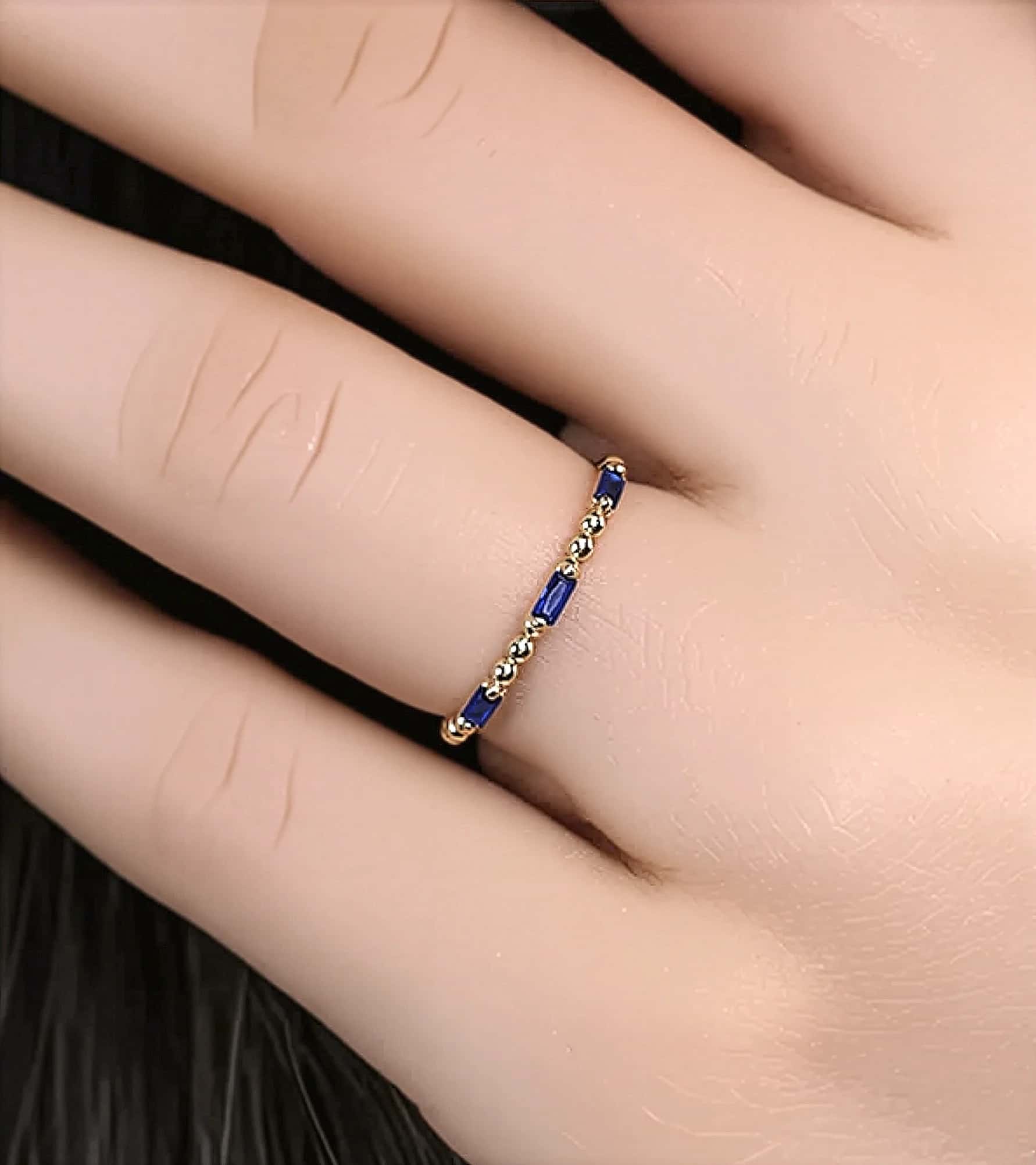 Lacivert Bagetli Top Top Yüzük görseli 2