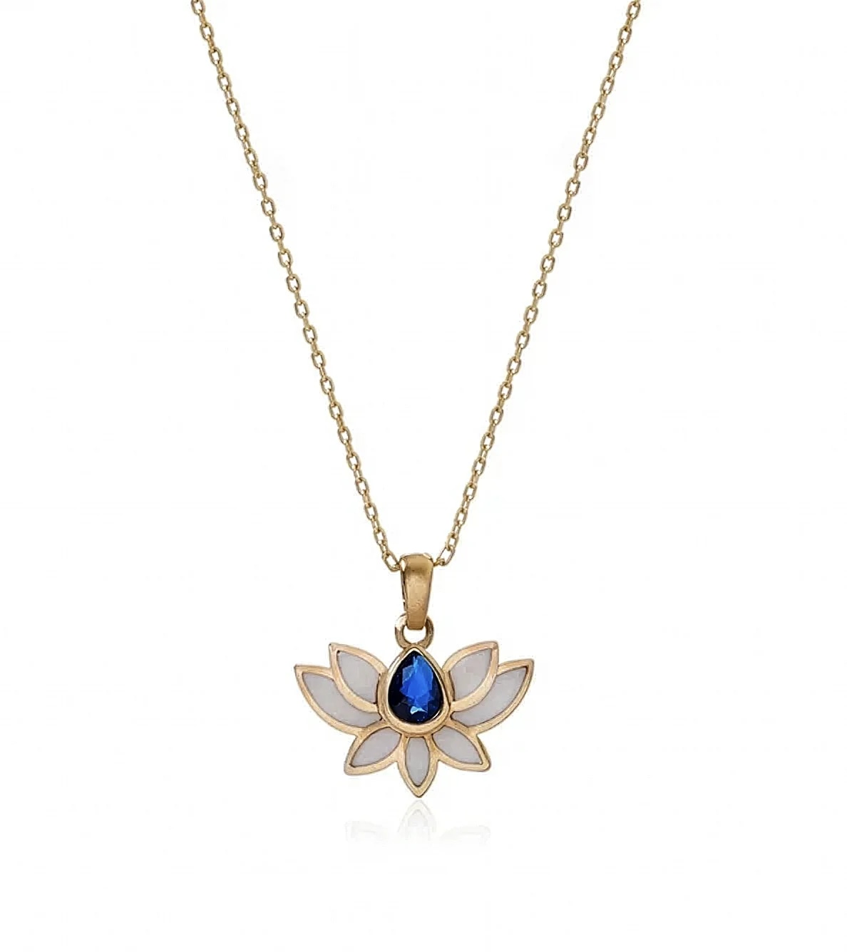 Lacivert Taşlı Lotus Kolye ürün görseli